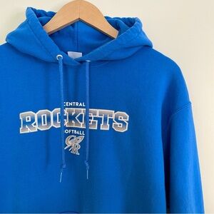 Port & Company Blue Cotton Hoodie Sweatshirt Central Rockets Softball Size L